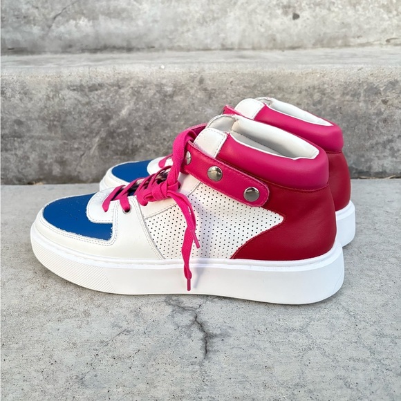 Rebecca Minkoff Blue, White & Pink High-Top Sneakers Size 10 NWOT - Picture 6 of 6